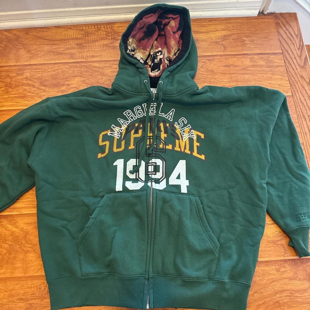 Supreme Green Varsity Jacket with Bold Print